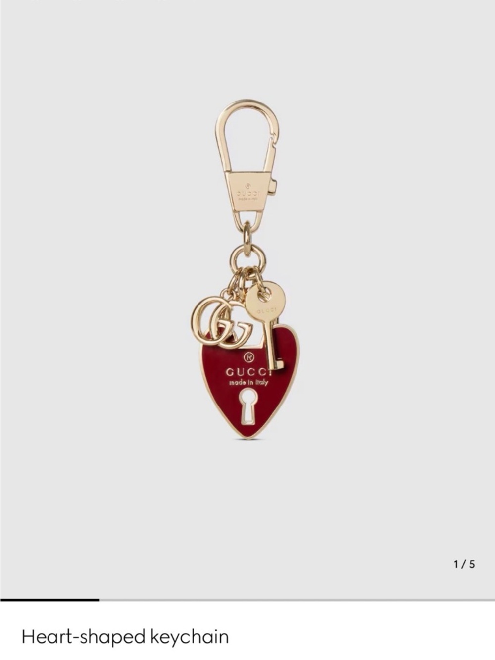 Gucci Red Heart Lock Keychain with Gold Hardware - Picture 4 of 4